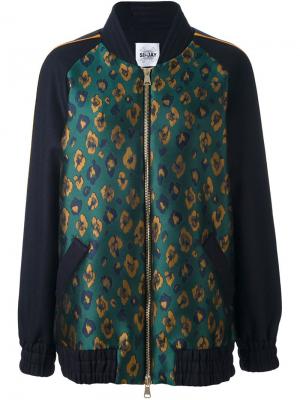 Куртка-бомбер с леопардовым принтом Si Jay. Цвет: зелёный