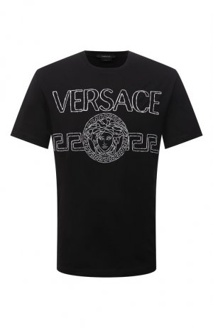 Хлопковая футболка Versace. Цвет: чёрный