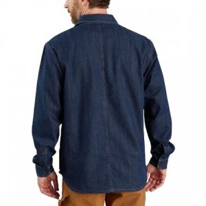 Джинсовая флисовая куртка-рубашка свободного покроя с кнопками спереди мужская , светло-голубой Carhartt