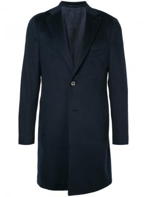 Пальто с застежкой на пуговицу Estnation. Цвет: синий