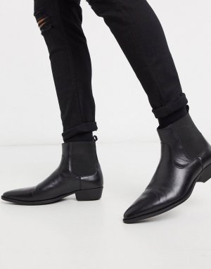 Черные ботинки челси из искусственной кожи с кубинским каблуком DESIGN - BLACK Asos