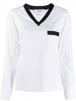 Блузка с V-образным вырезом Thom Browne. Цвет: белый