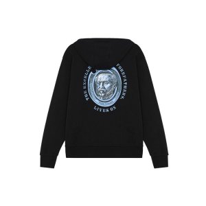 Alphabetic Character Print Hoodie Long Sleeve Sweatshirt Men Tops Black MT13929-BK New Balance