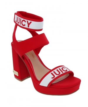 Женские блестящие босоножки на каблуке платформе , красный Juicy Couture