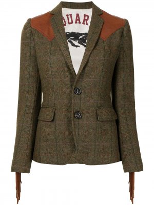 Шерстяной пиджак с контрастными вставками Dsquared2. Цвет: коричневый