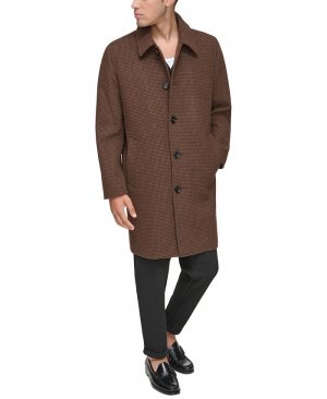 Мужское однобортное пальто Rennel с узором «гусиные лапки» , коричневый Marc New York