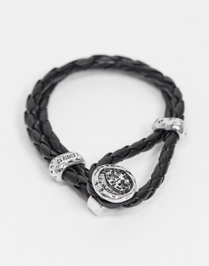 Серебристый браслет с гравированной подвеской серебристого цвета -Черный цвет Classics 77