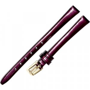 Ремешок 0803-02 (слива) ЛАК Фиолетовый кожаный лаковый ремень 8 мм для наручных часов из натуральной кожи гладкий женский Ardi. Цвет: фиолетовый