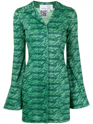 Платье-рубашка миди с принтом Natasha Zinko. Цвет: зеленый