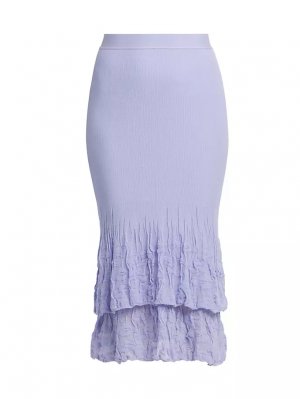 Многоярусная юбка-миди из хлопковой смеси , цвет amethyst Bottega Veneta