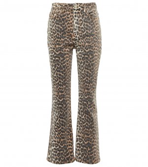 Расклешенные джинсы с высокой посадкой и леопардовым принтом Ganni, коричневый GANNI