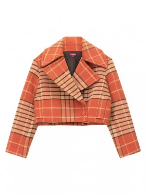 Укороченное пальто Mini Carver из смесовой шерсти , цвет permisson mega plaid Staud