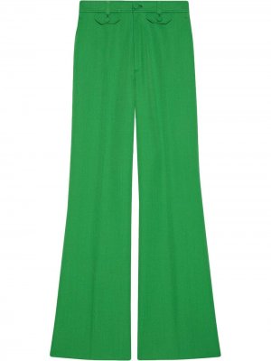 Расклешенные брюки с завышенной талией Gucci. Цвет: зеленый