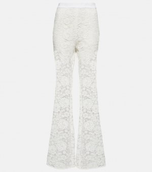 Расклешенные кружевные брюки с высокой посадкой SELF-PORTRAIT, белый Self-Portrait