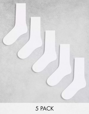 Белые носки в рубчик (5 шт.) Weekday