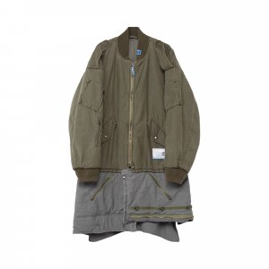 Многослойное нижнее пальто в стиле милитари цвета хаки Maison Mihara Yasuhiro