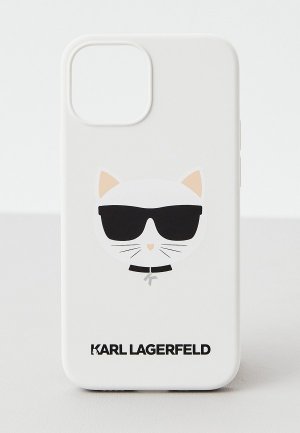 Чехол для iPhone Karl Lagerfeld 13 mini, Liquid silicone Choupette White. Цвет: белый