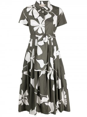 Платье миди с цветочным принтом Gentry Portofino. Цвет: серый