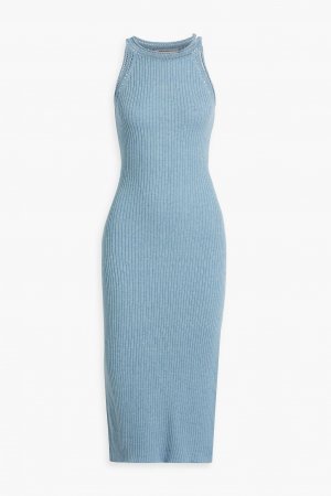 Платье миди в рубчик, связанное крючком , синий Cotton By Autumn Cashmere