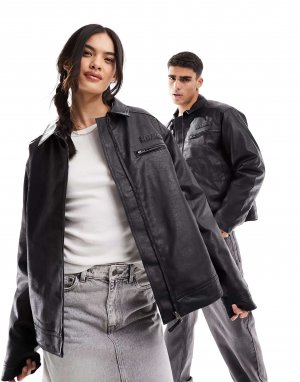 Черная моторная куртка унисекс на молнии спереди Reclaimed Vintage. Цвет: черный