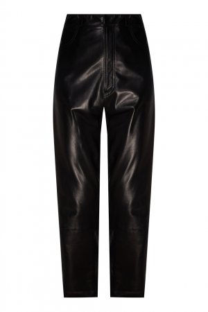 Черные кожаные брюки Izeta. Цвет: черный