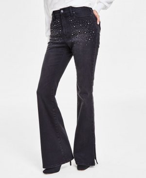 Женские джинсы-клеш с высокой посадкой и стразами , черный I.N.C. International Concepts