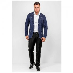 Пиджак мужской G136-KF-гранж (джинс/белый), Прямой силуэт / Сlassic fit, цвет Синий, размер 48 GREG. Цвет: синий
