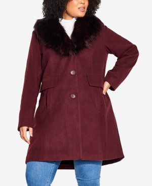 Длинное пальто из искусственной шерсти больших размеров AVENUE, красный Avenue