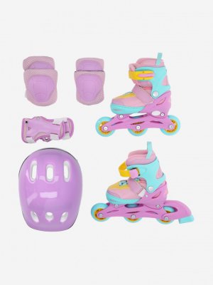 Набор детский: роликовые коньки, шлем , Фиолетовый Street Runner. Цвет: фиолетовый