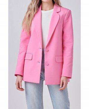Женский махровый пиджак с круглым воротником , розовый English Factory