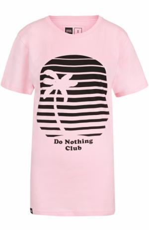 Удлиненная футболка с контрастным принтом Dedicated. Цвет: розовый