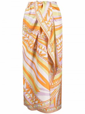 Пляжная юбка с принтом Bandierine Emilio Pucci. Цвет: оранжевый