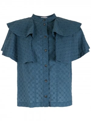 Фактурная рубашка с короткими рукавами Nk. Цвет: синий