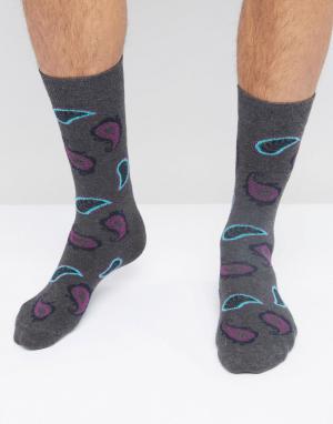 Серые носки с принтом пейсли Urban Eccentric. Цвет: серый