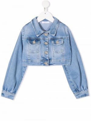 Укороченная джинсовая куртка Miss Grant Kids. Цвет: синий