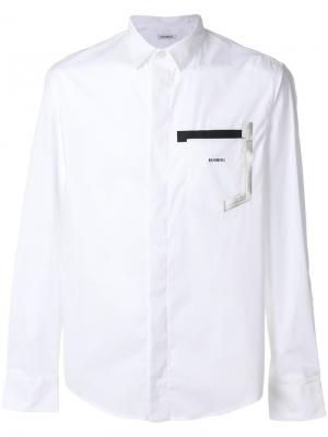 Рубашка с контрастно декорированным карманом Dirk Bikkembergs. Цвет: белый