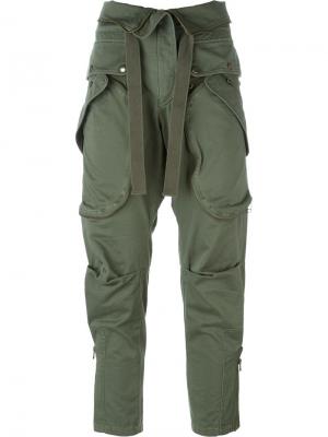 Укороченные брюки в стиле милитари Faith Connexion. Цвет: зелёный