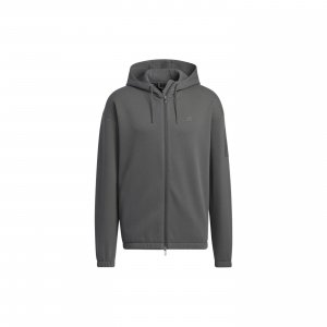 Logo Print Drawstring Hooded Jacket Men Outerwear Grey HP1429 Adidas