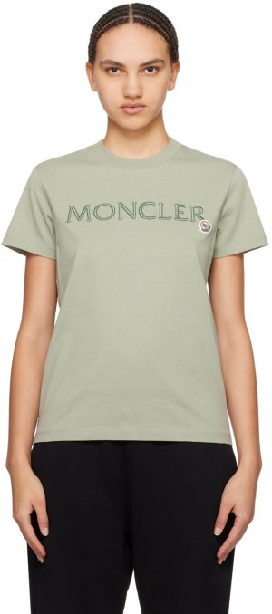 Зеленая футболка с вышивкой Moncler