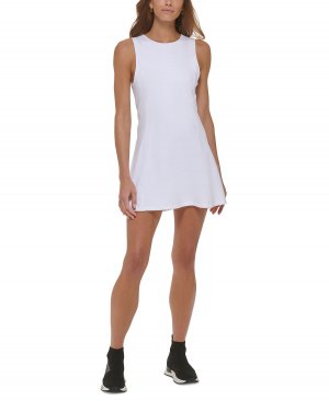 Женское теннисное платье balance с круглым вырезом , белый DKNY