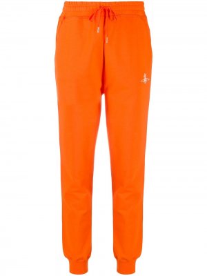 Спортивные брюки с вышитым логотипом Vivienne Westwood Anglomania. Цвет: оранжевый