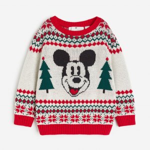 Джемпер Disney Mickey Mouse Jacquard-knit, белый/красный H&M