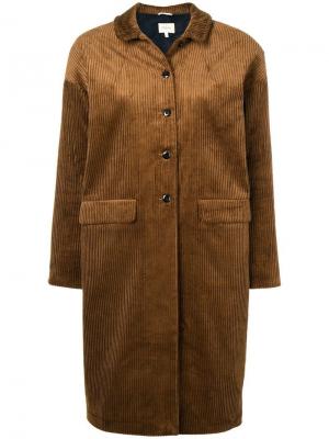Вельветовое однобортное пальто Bellerose. Цвет: коричневый