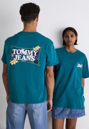 Футболка с принтом FLOWER POWER TEE UNISEX , цвет timeless teal Tommy Jeans