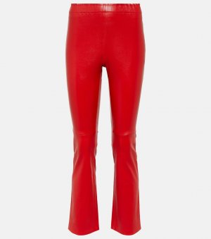 Кожаные укороченные брюки, красный STOULS