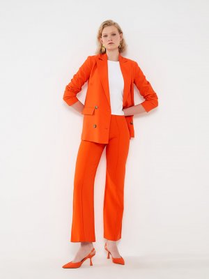 Прямые женские брюки стандартного кроя с широкими штанинами , яркий оранжевый LCW Vision