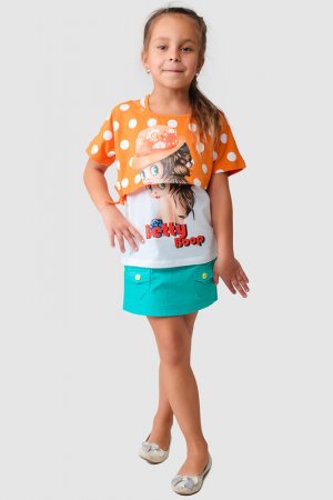 Футболка Betty Boop. Цвет: оранжевый