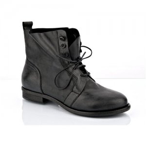Ботинки женские , модель Ges, демисезонные, кожаные, на шнурках, чёрного цвета, размер 39 Annette Gortz. Цвет: черный