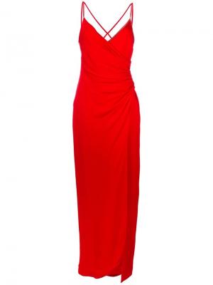 Вечернее платье на тонких лямках Versace. Цвет: красный