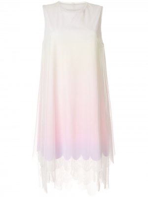 Платье с сетчатыми вставками и эффектом омбре Paskal. Цвет: белый